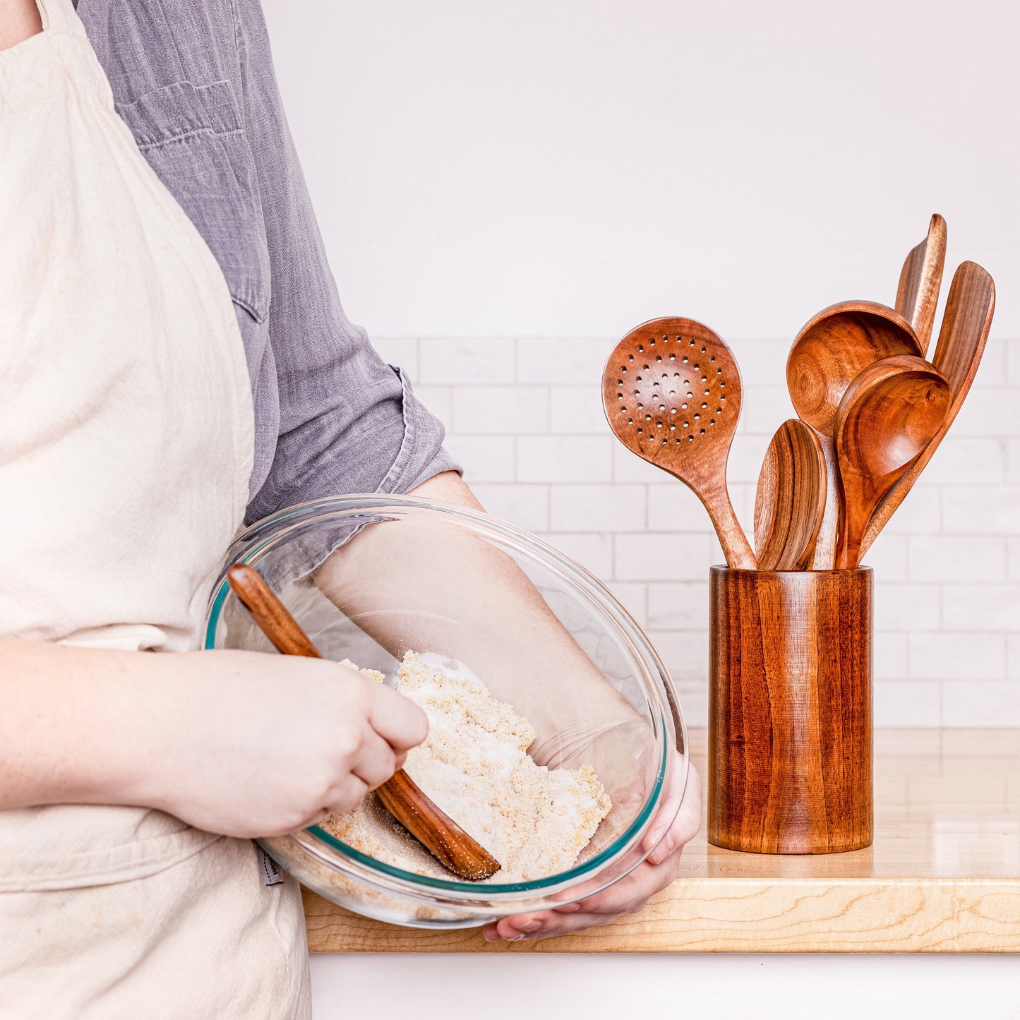 Kitchen Wooden Utensils, Full Set of 7 Kitchen Utensils AvoCrafts