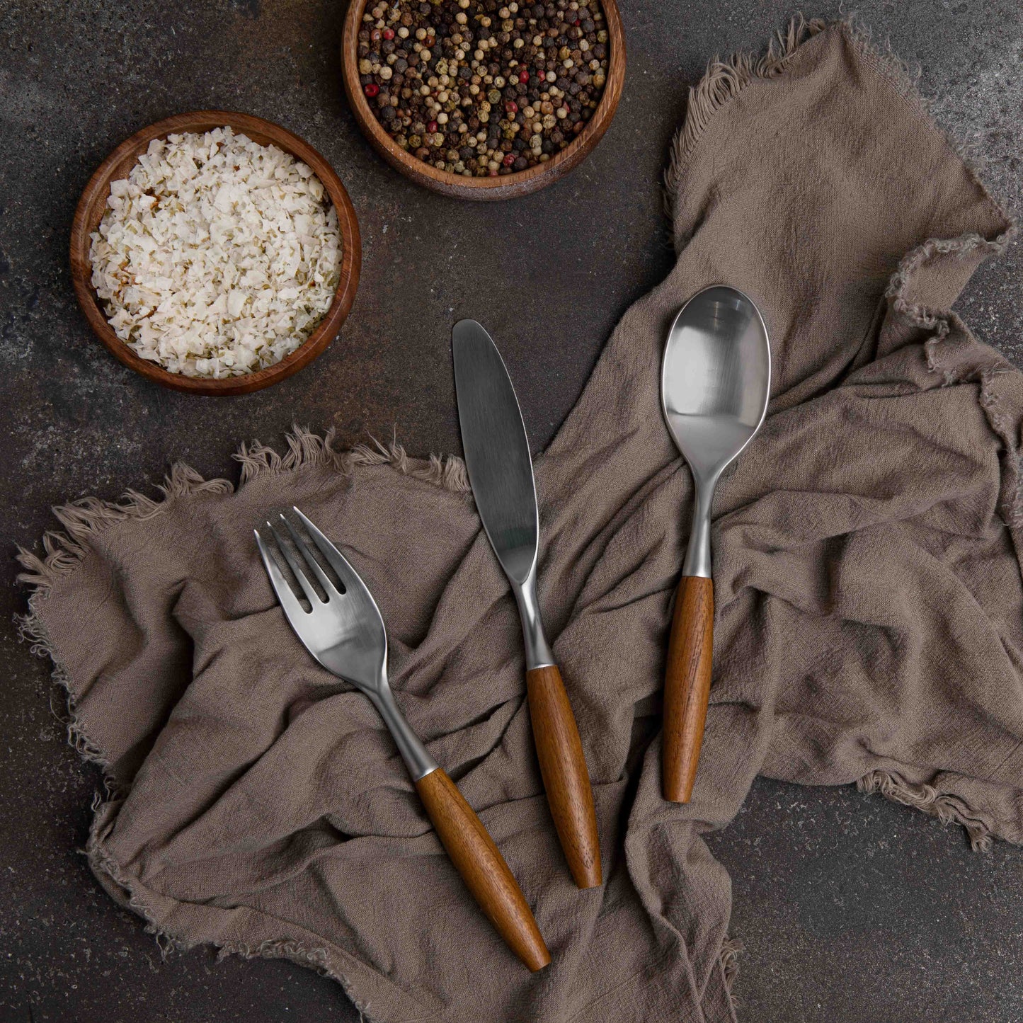 Wood Handle Cutlery Set of 3 (Knife, Fork, Spoon)