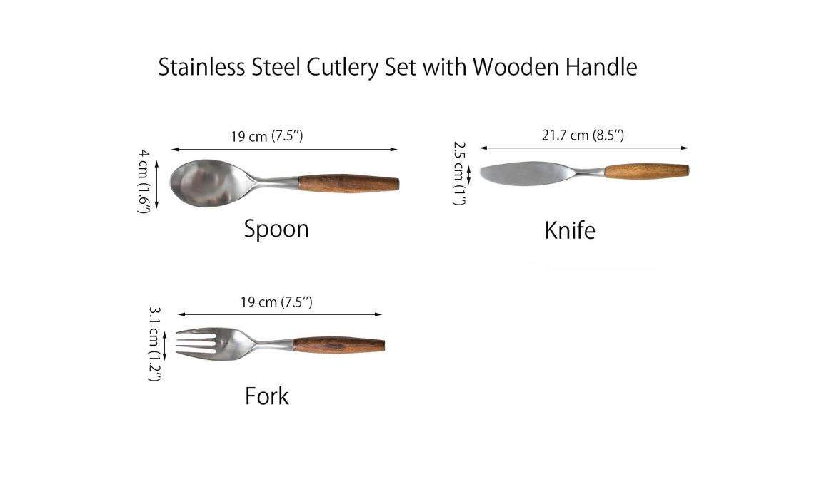 Wood Handle Cutlery Set of 3 (Knife, Fork, Spoon) Cutlery Set AvoCrafts