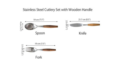 Wood Handle Cutlery Set of 3 (Knife, Fork, Spoon) Cutlery Set AvoCrafts